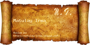 Matulay Irma névjegykártya